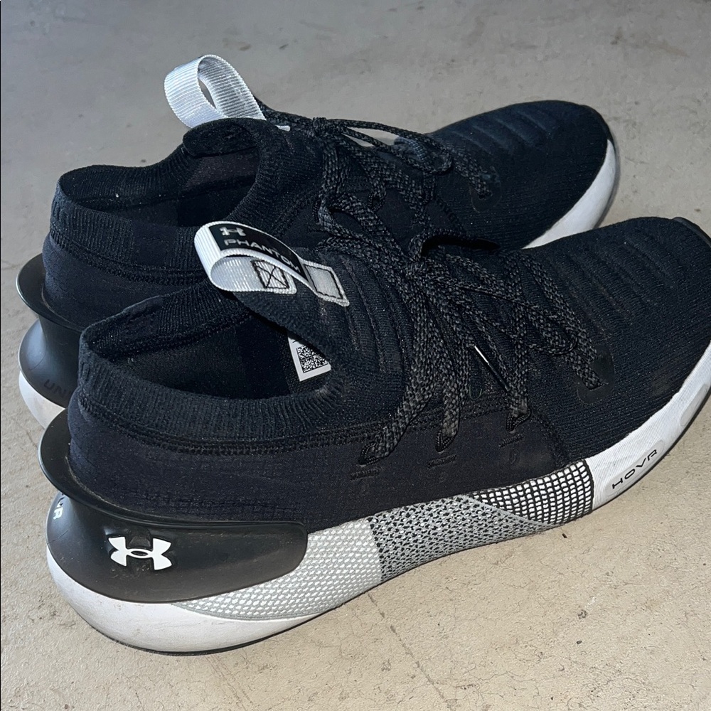 Under Armour Black and White Knit HOVR Slip-On Trainers